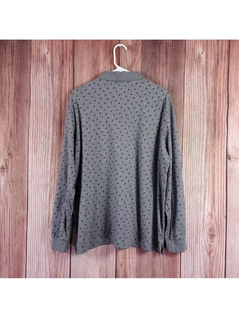 Polo Ralph Lauren Polo Shirt Mens XL Long Sleeve Gray Geometric AOP Classic Fit - Picture 4 of 15